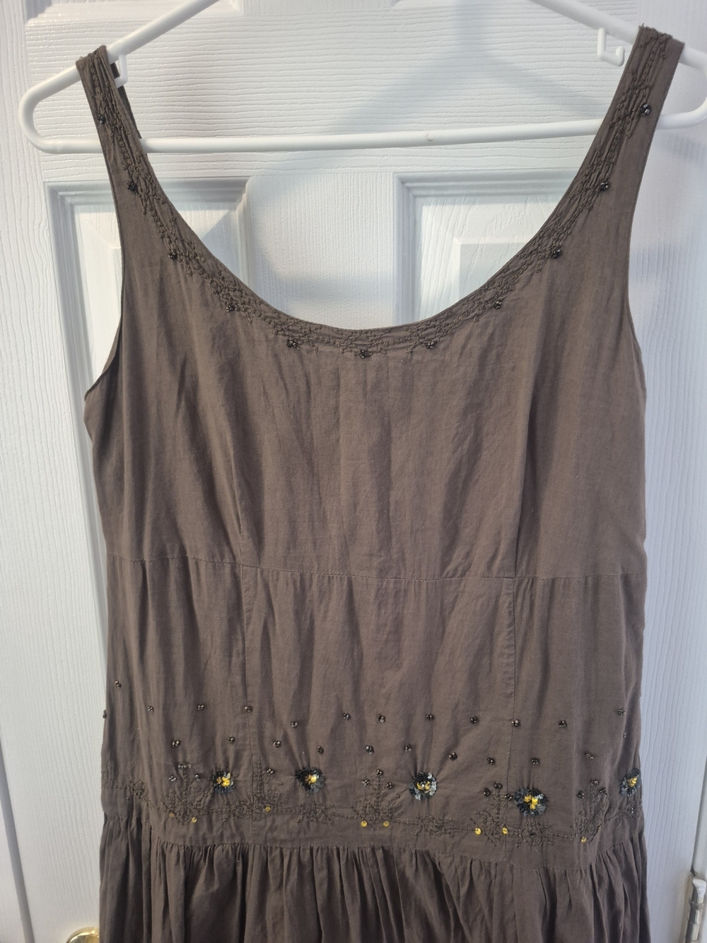 Vintage Brown Embroidered Boho Prairie Dress 18ptp - Picture 4 of 7